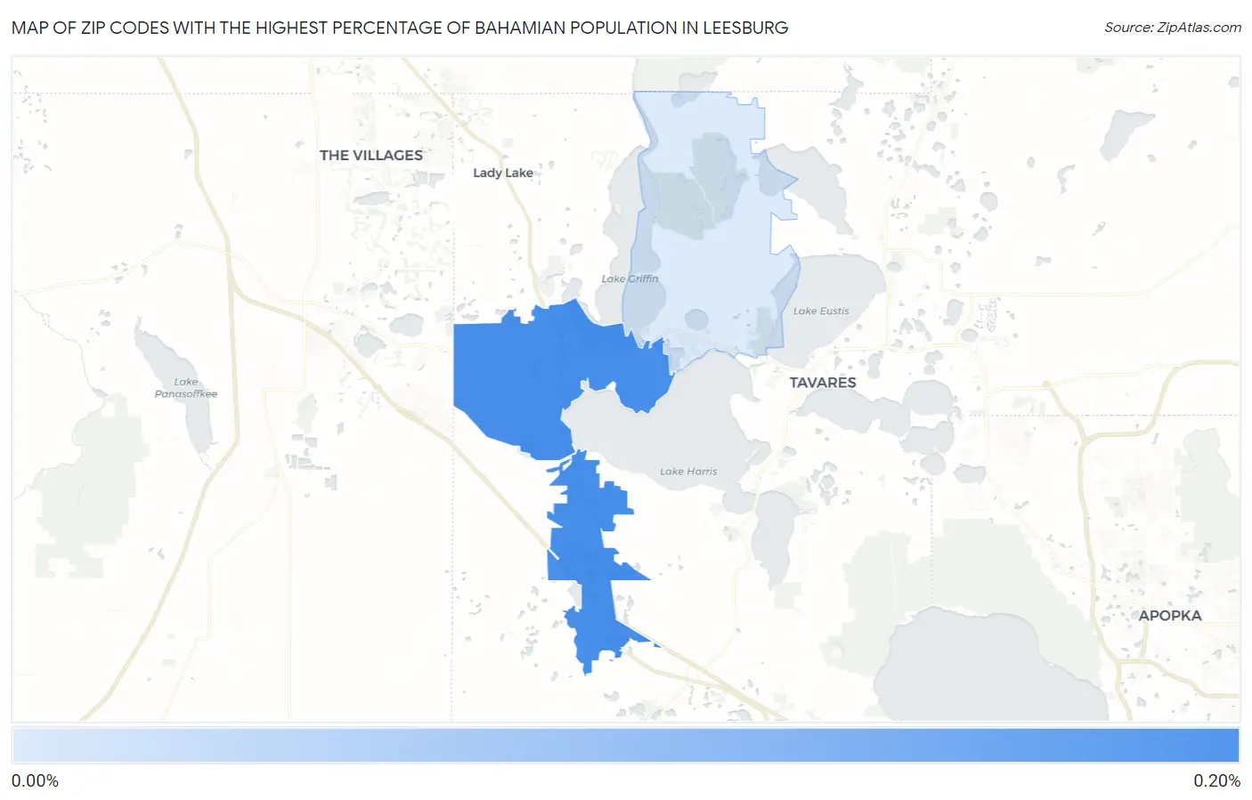 Zip Codes with the Highest Percentage of Bahamian Population in Leesburg Map