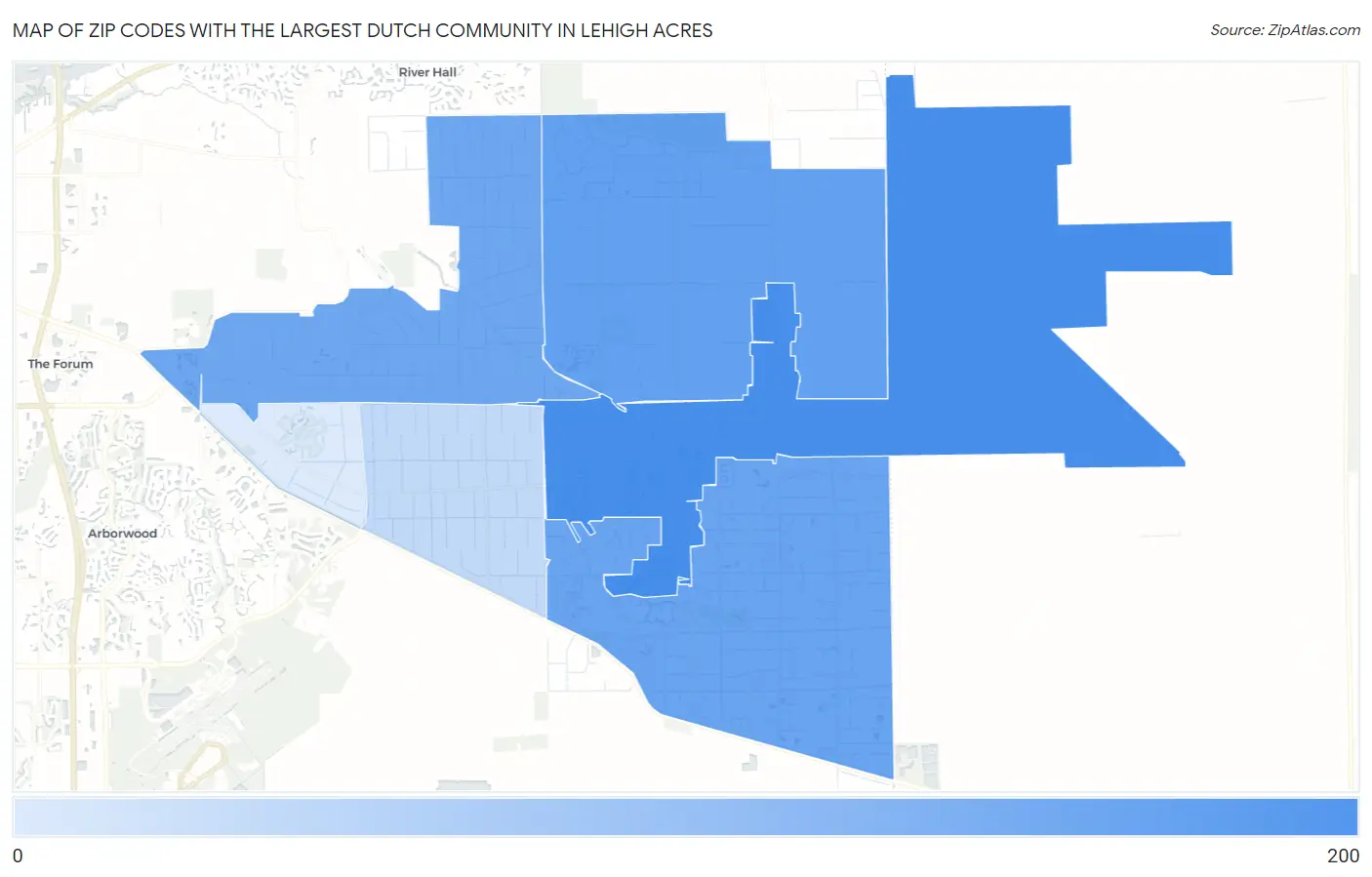 Zip Codes with the Largest Dutch Community in Lehigh Acres Map
