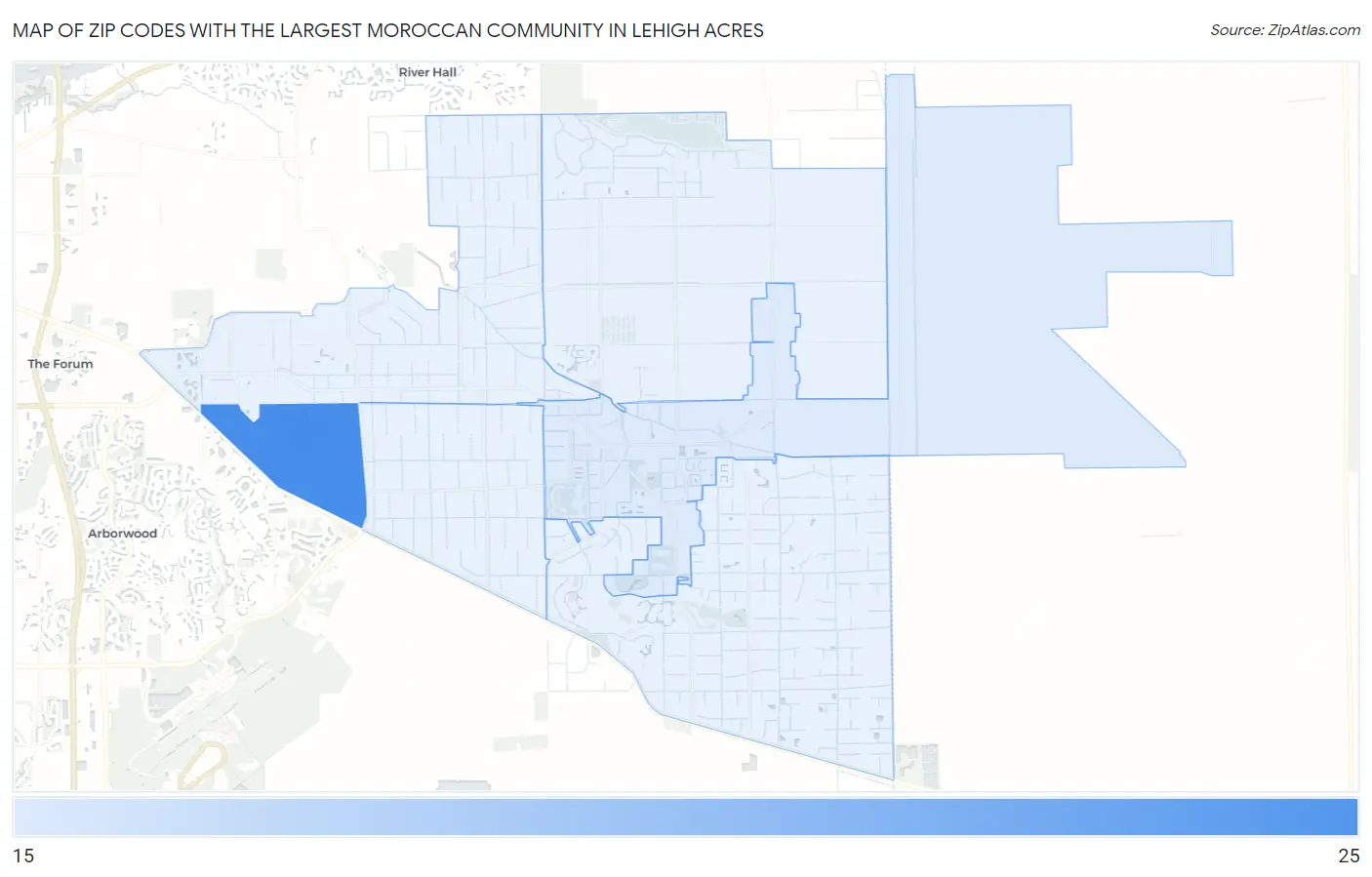 Zip Codes with the Largest Moroccan Community in Lehigh Acres Map