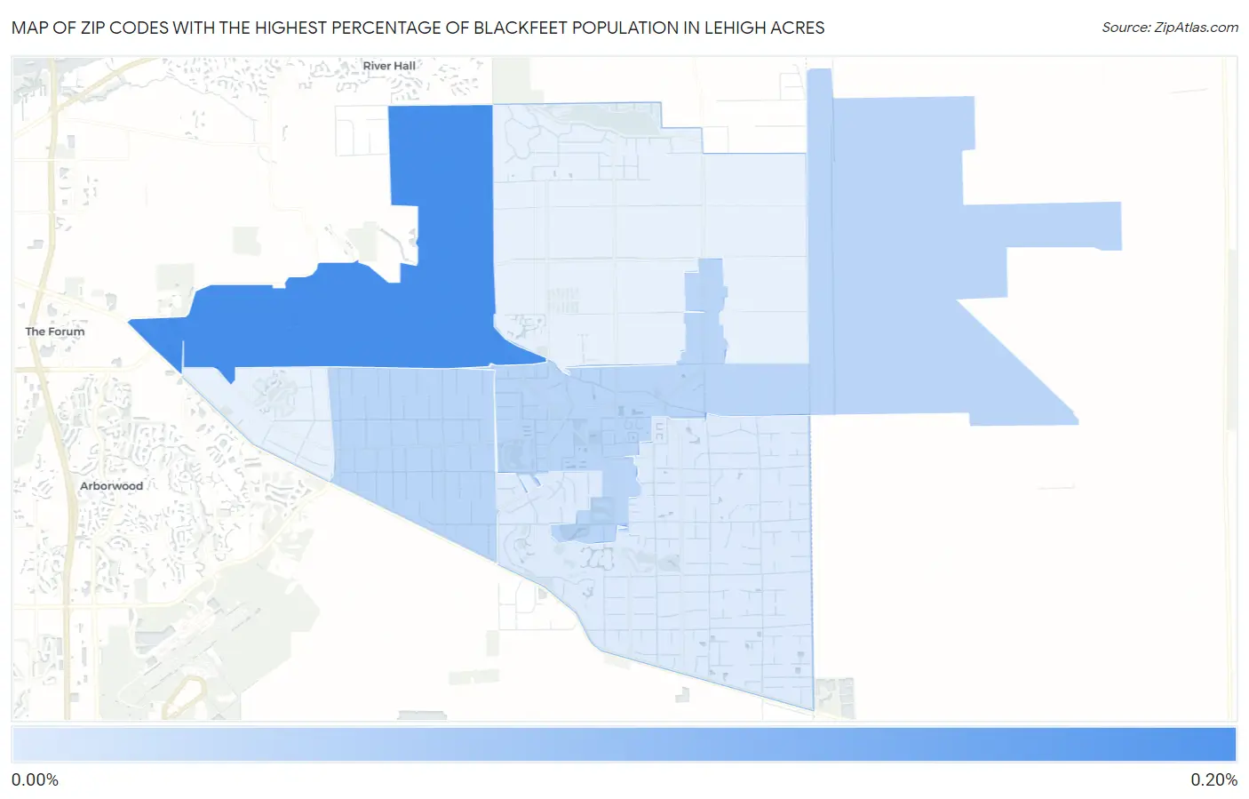 Zip Codes with the Highest Percentage of Blackfeet Population in Lehigh Acres Map