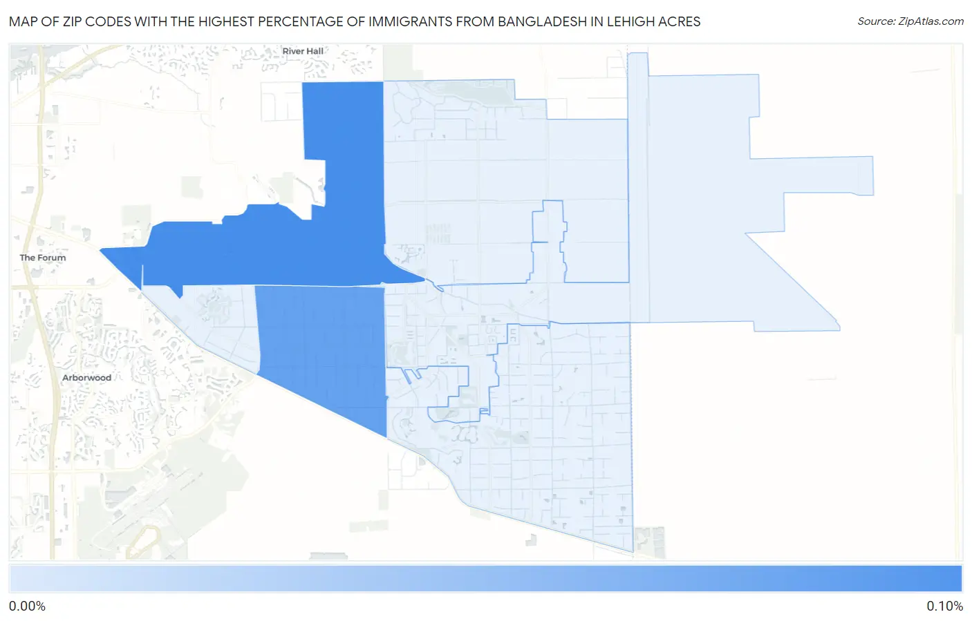 Zip Codes with the Highest Percentage of Immigrants from Bangladesh in Lehigh Acres Map