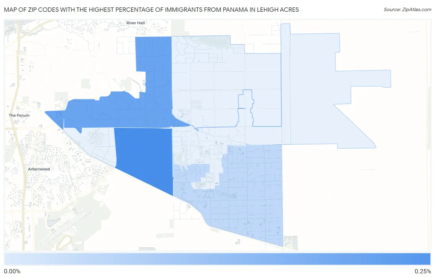 Zip Codes with the Highest Percentage of Immigrants from Panama in Lehigh Acres Map