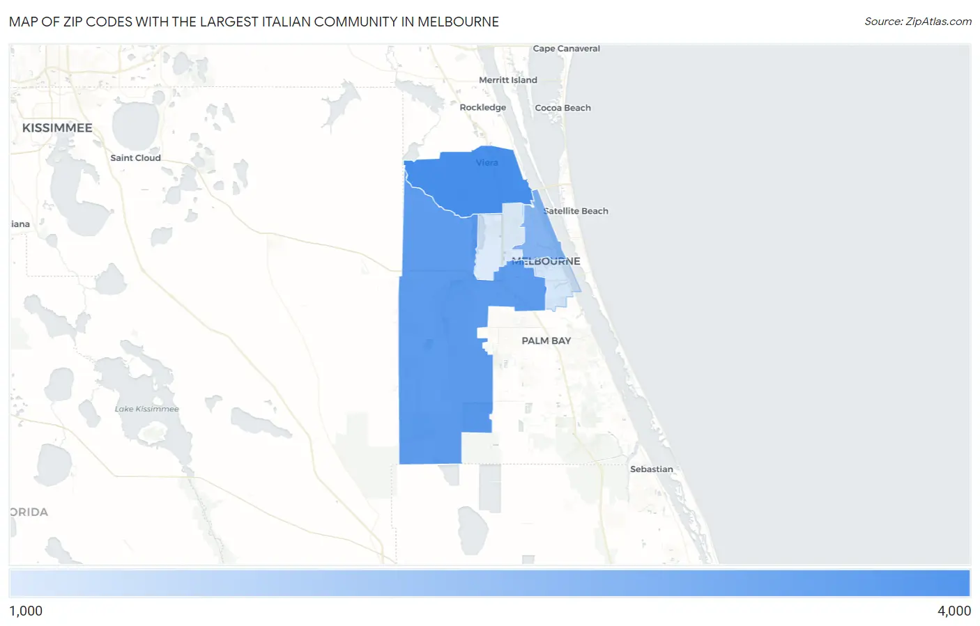 Zip Codes with the Largest Italian Community in Melbourne Map