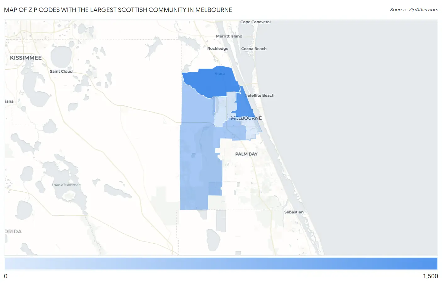 Zip Codes with the Largest Scottish Community in Melbourne Map