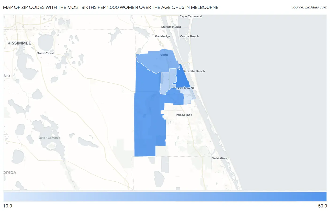Zip Codes with the Most Births per 1,000 Women Over the Age of 35 in Melbourne Map