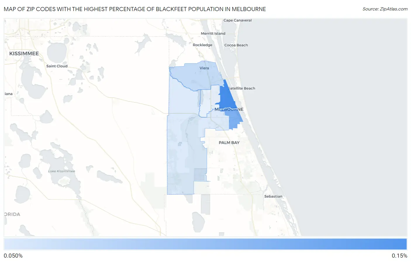 Zip Codes with the Highest Percentage of Blackfeet Population in Melbourne Map