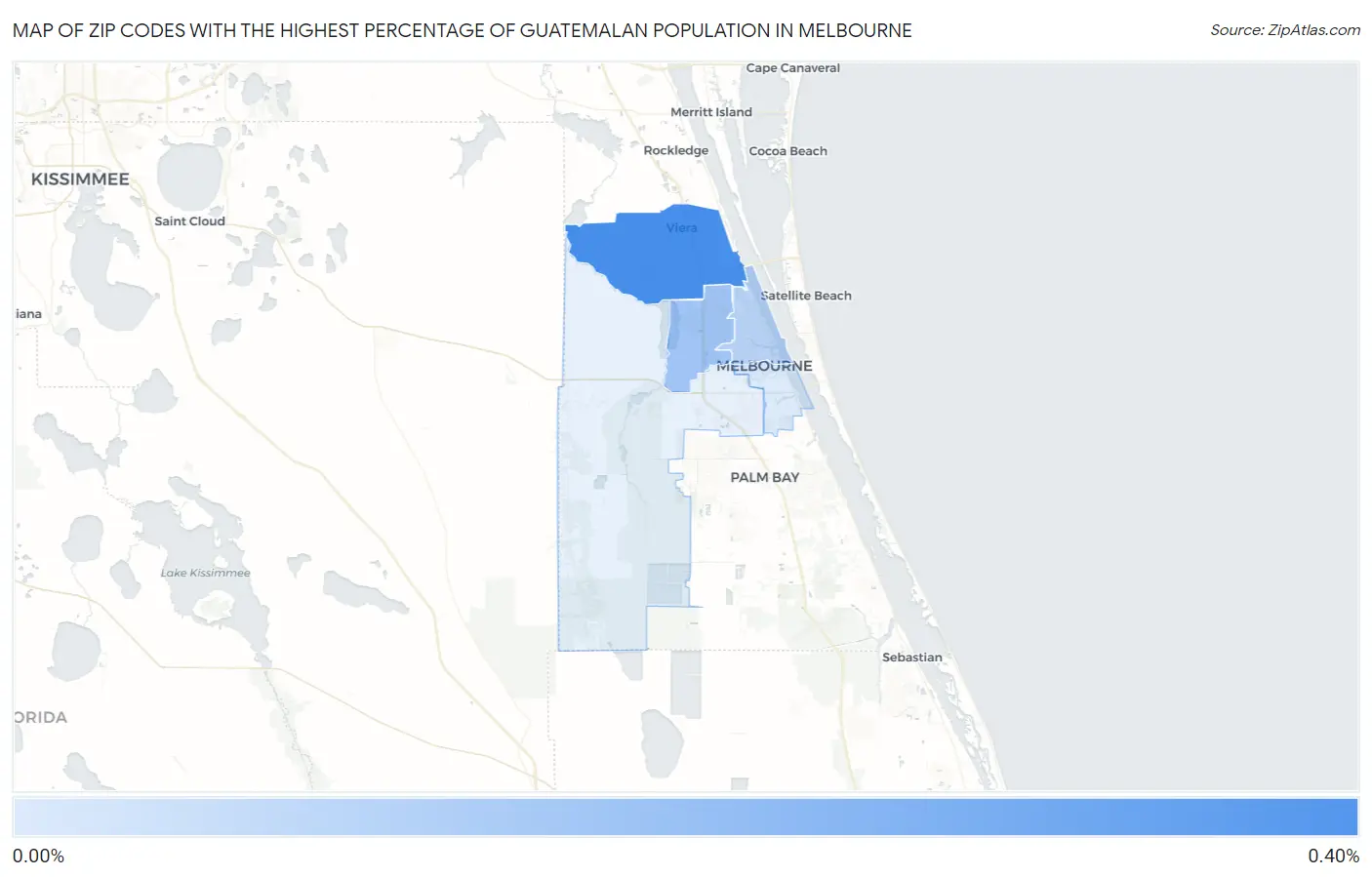 Zip Codes with the Highest Percentage of Guatemalan Population in Melbourne Map