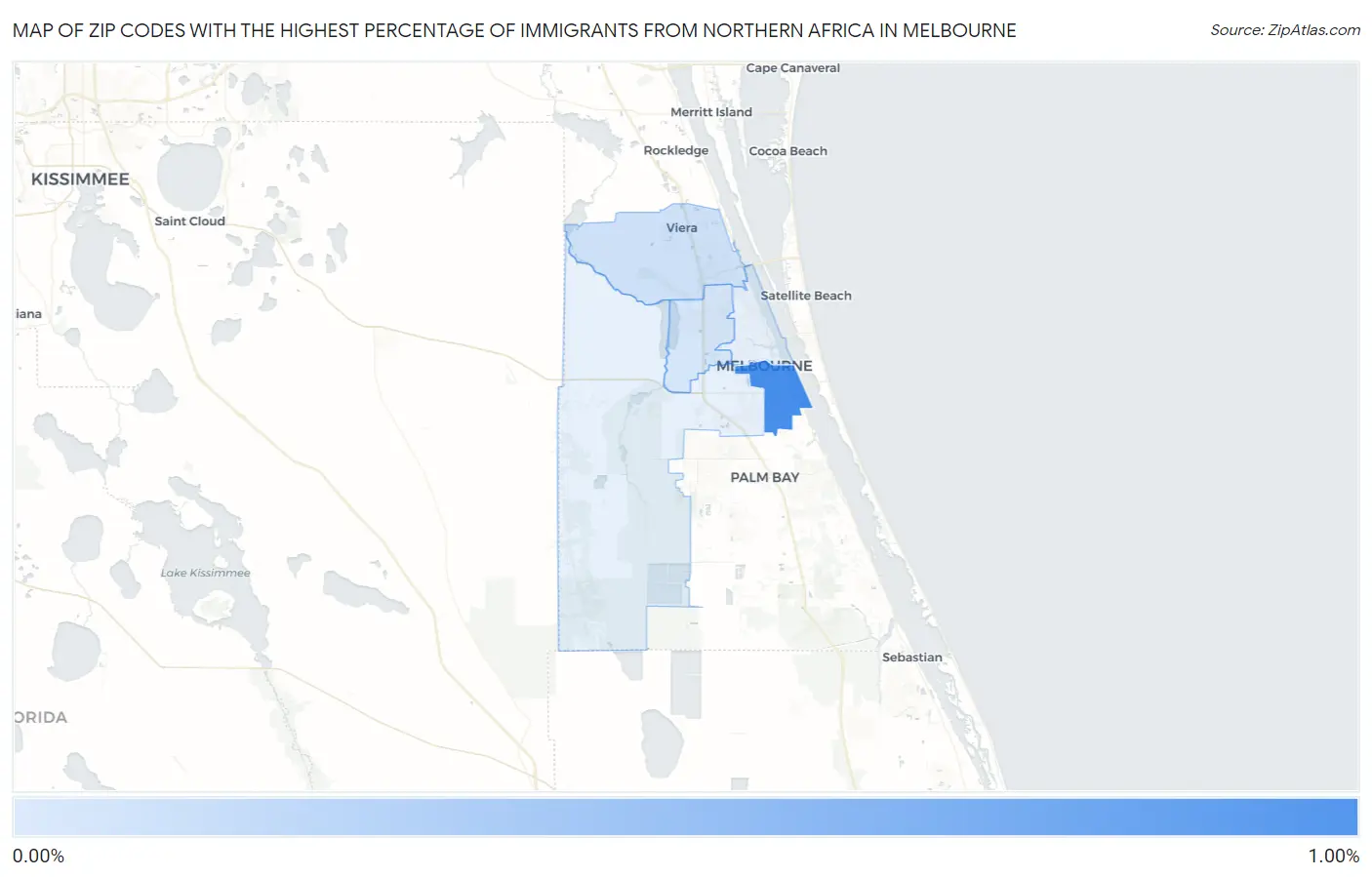 Zip Codes with the Highest Percentage of Immigrants from Northern Africa in Melbourne Map