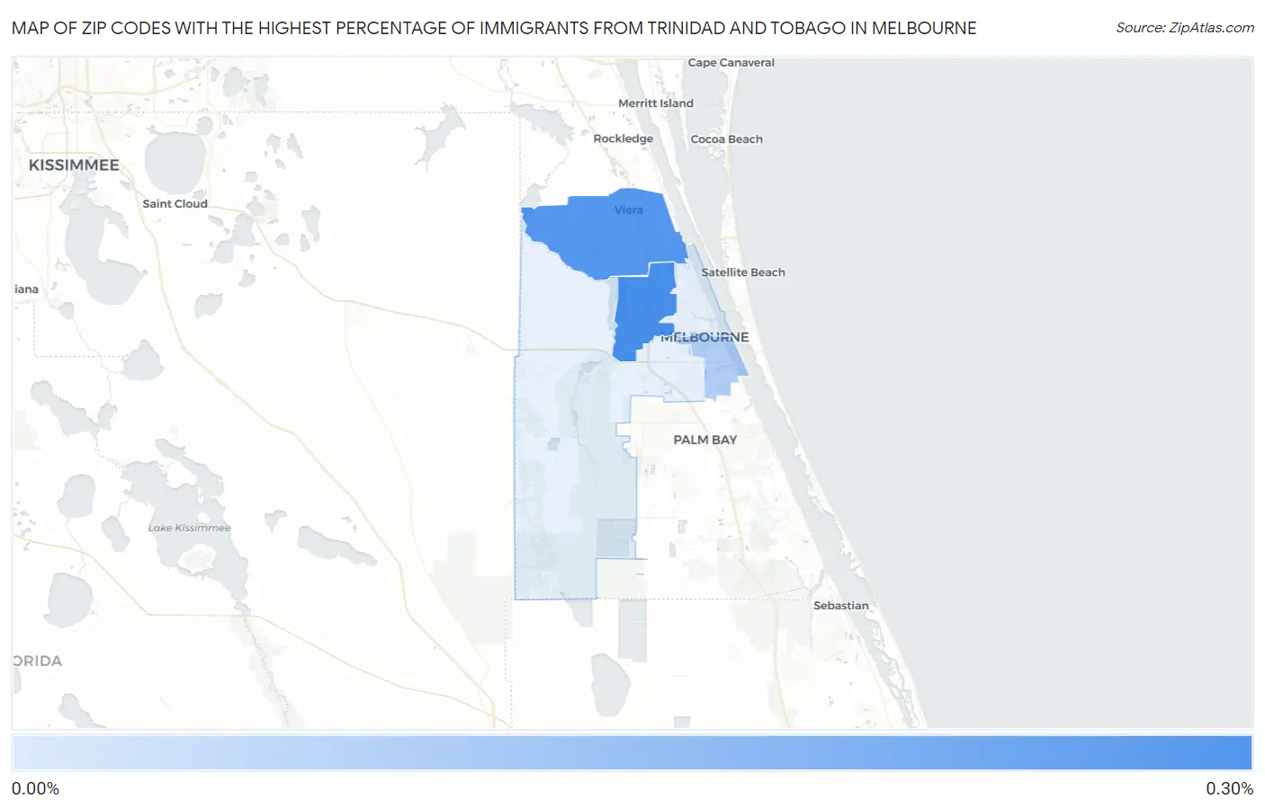 Zip Codes with the Highest Percentage of Immigrants from Trinidad and Tobago in Melbourne Map