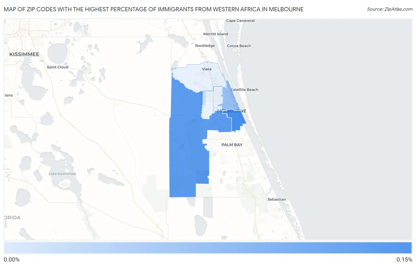 Zip Codes with the Highest Percentage of Immigrants from Western Africa in Melbourne Map