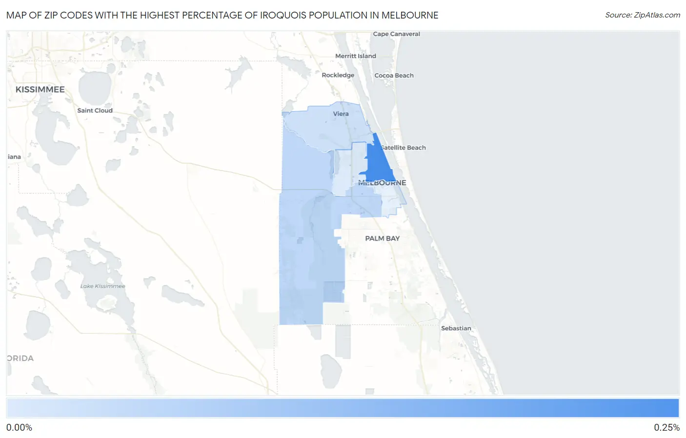 Zip Codes with the Highest Percentage of Iroquois Population in Melbourne Map