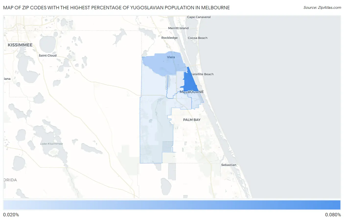 Zip Codes with the Highest Percentage of Yugoslavian Population in Melbourne Map