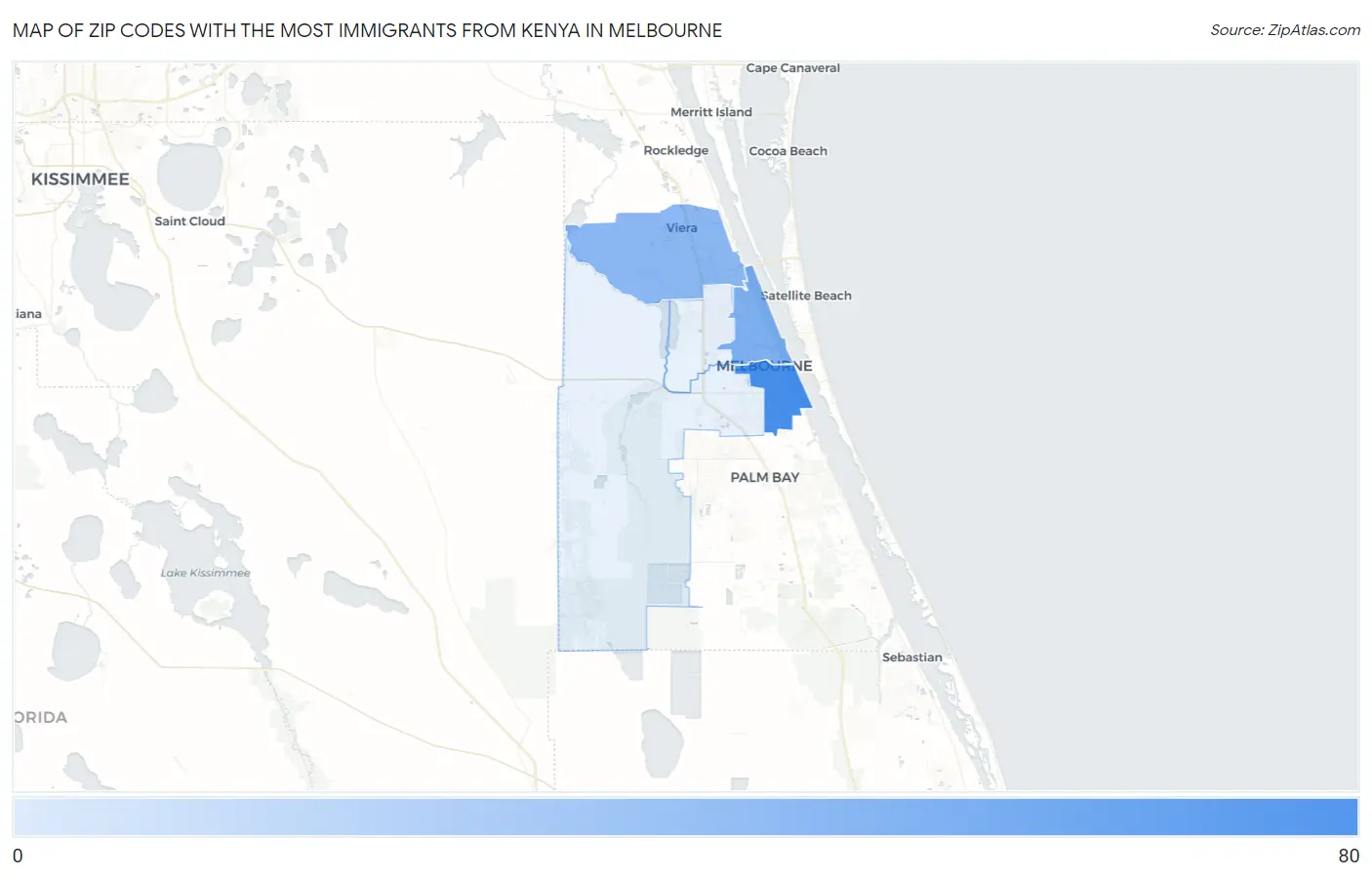 Zip Codes with the Most Immigrants from Kenya in Melbourne Map