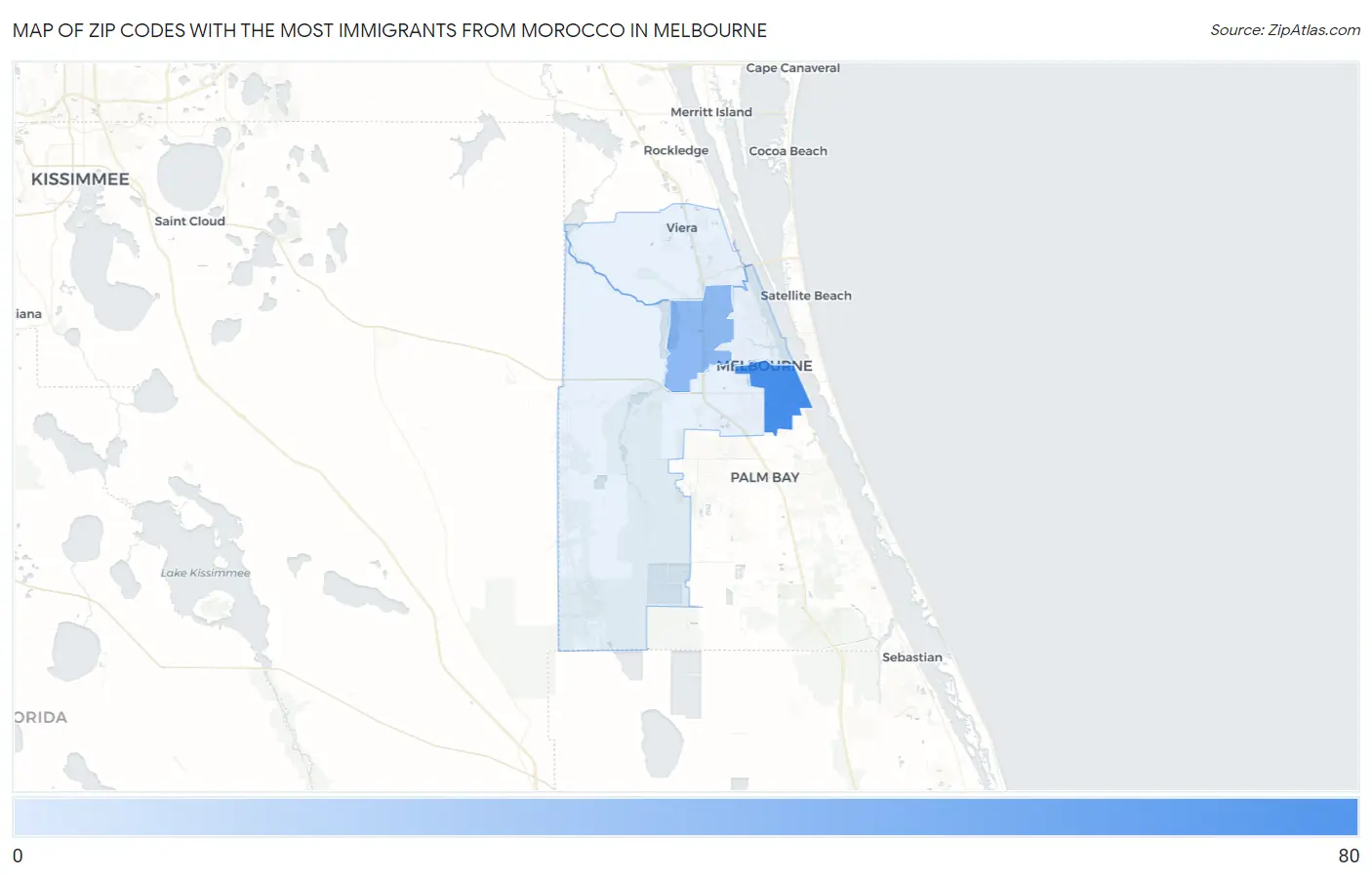 Zip Codes with the Most Immigrants from Morocco in Melbourne Map