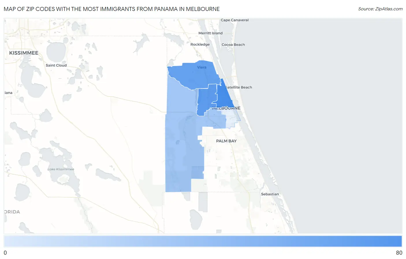 Zip Codes with the Most Immigrants from Panama in Melbourne Map