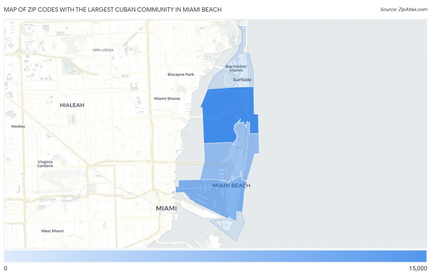 Zip Codes with the Largest Cuban Community in Miami Beach Map