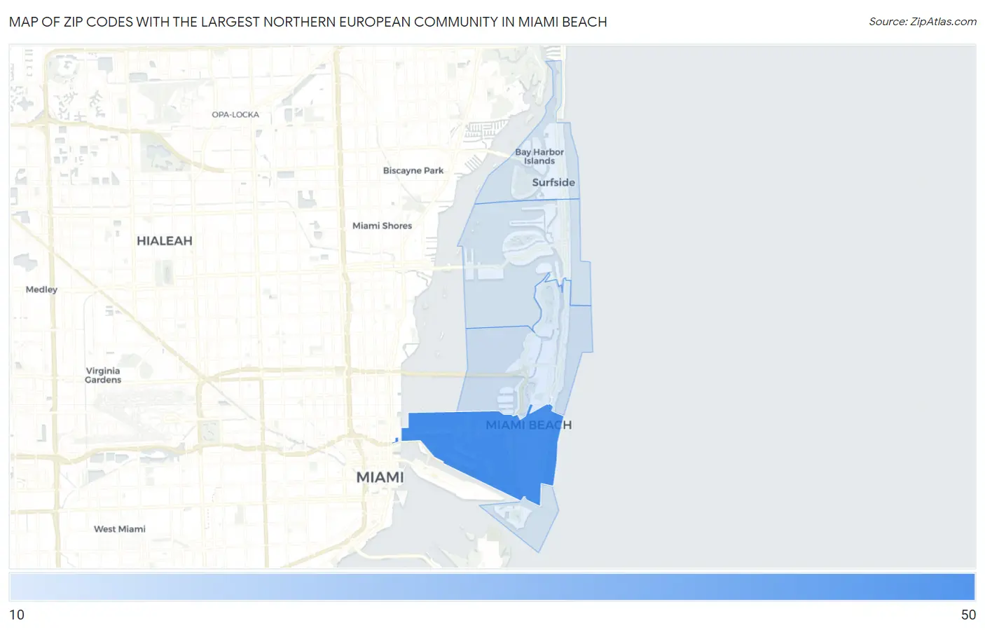 Zip Codes with the Largest Northern European Community in Miami Beach Map