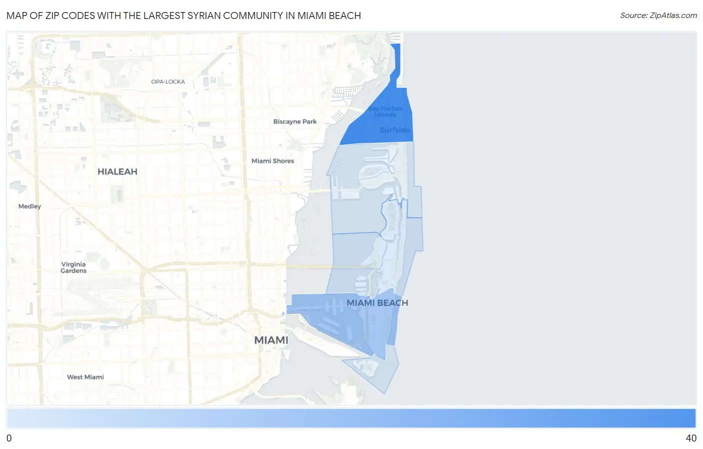 Zip Codes with the Largest Syrian Community in Miami Beach Map