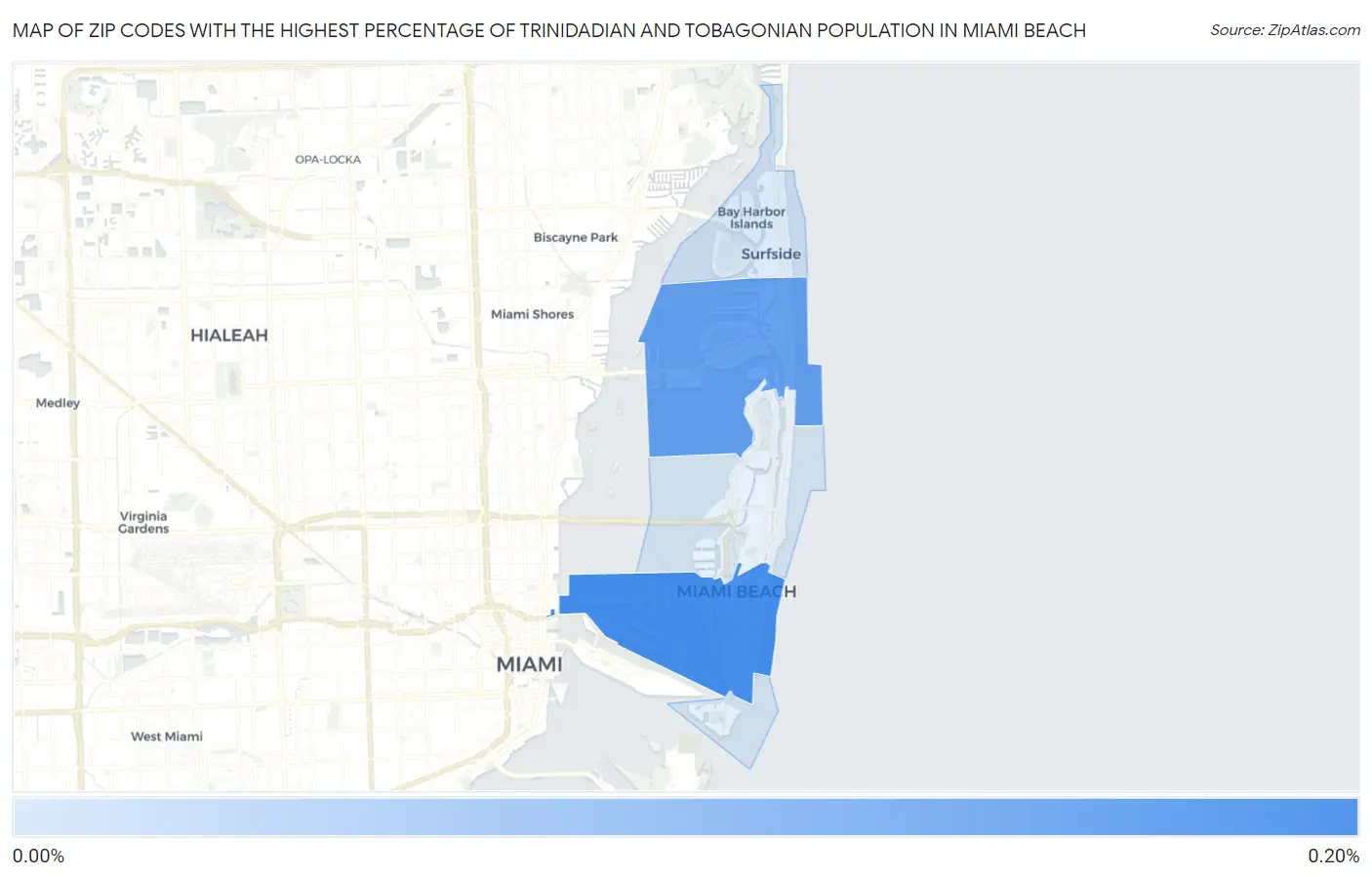 Zip Codes with the Highest Percentage of Trinidadian and Tobagonian Population in Miami Beach Map