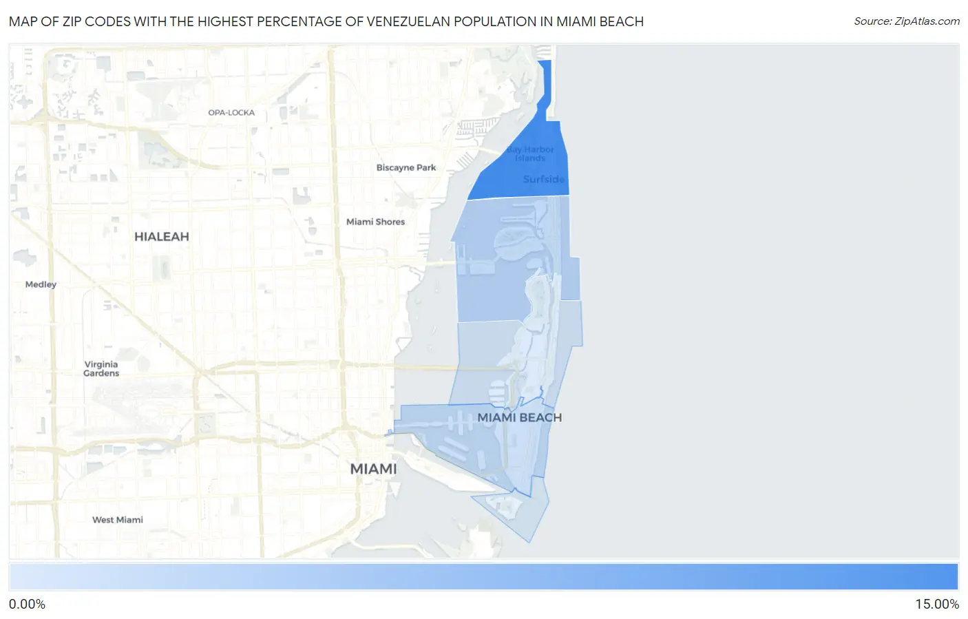 Zip Codes with the Highest Percentage of Venezuelan Population in Miami Beach Map