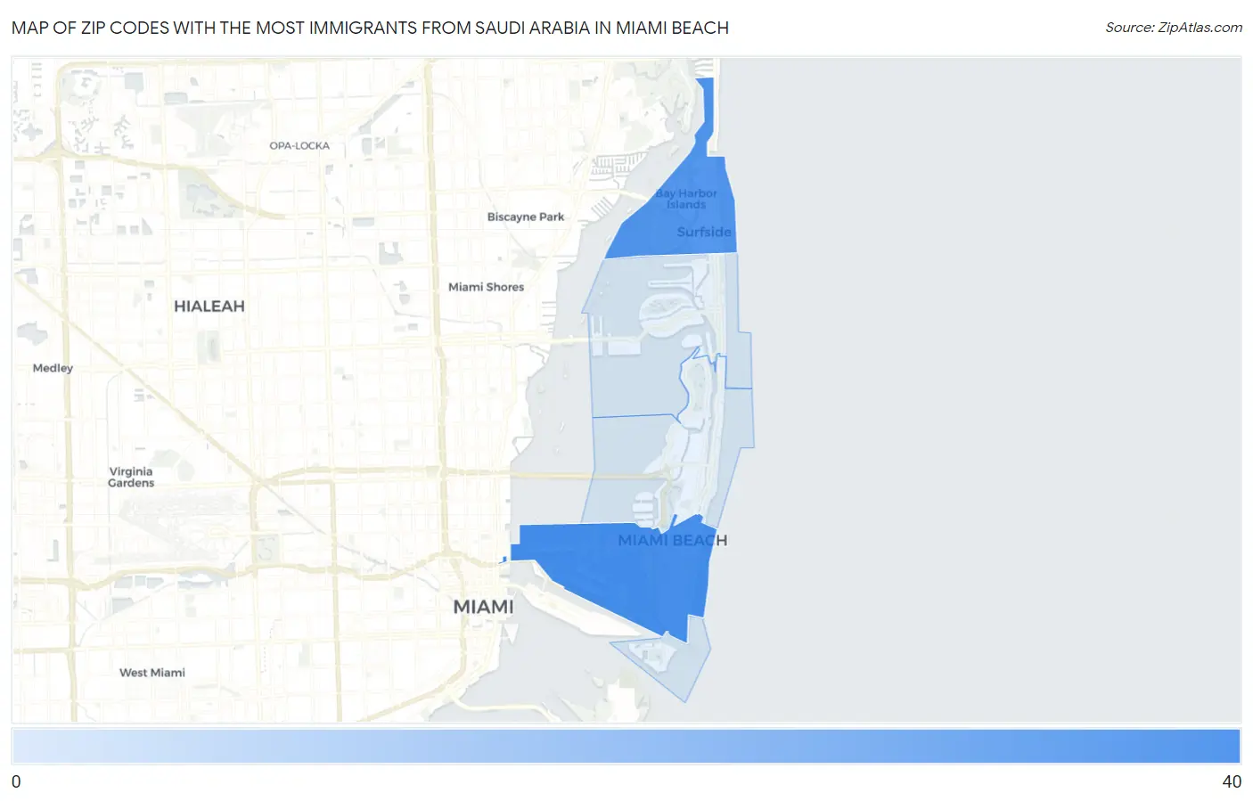 Zip Codes with the Most Immigrants from Saudi Arabia in Miami Beach Map