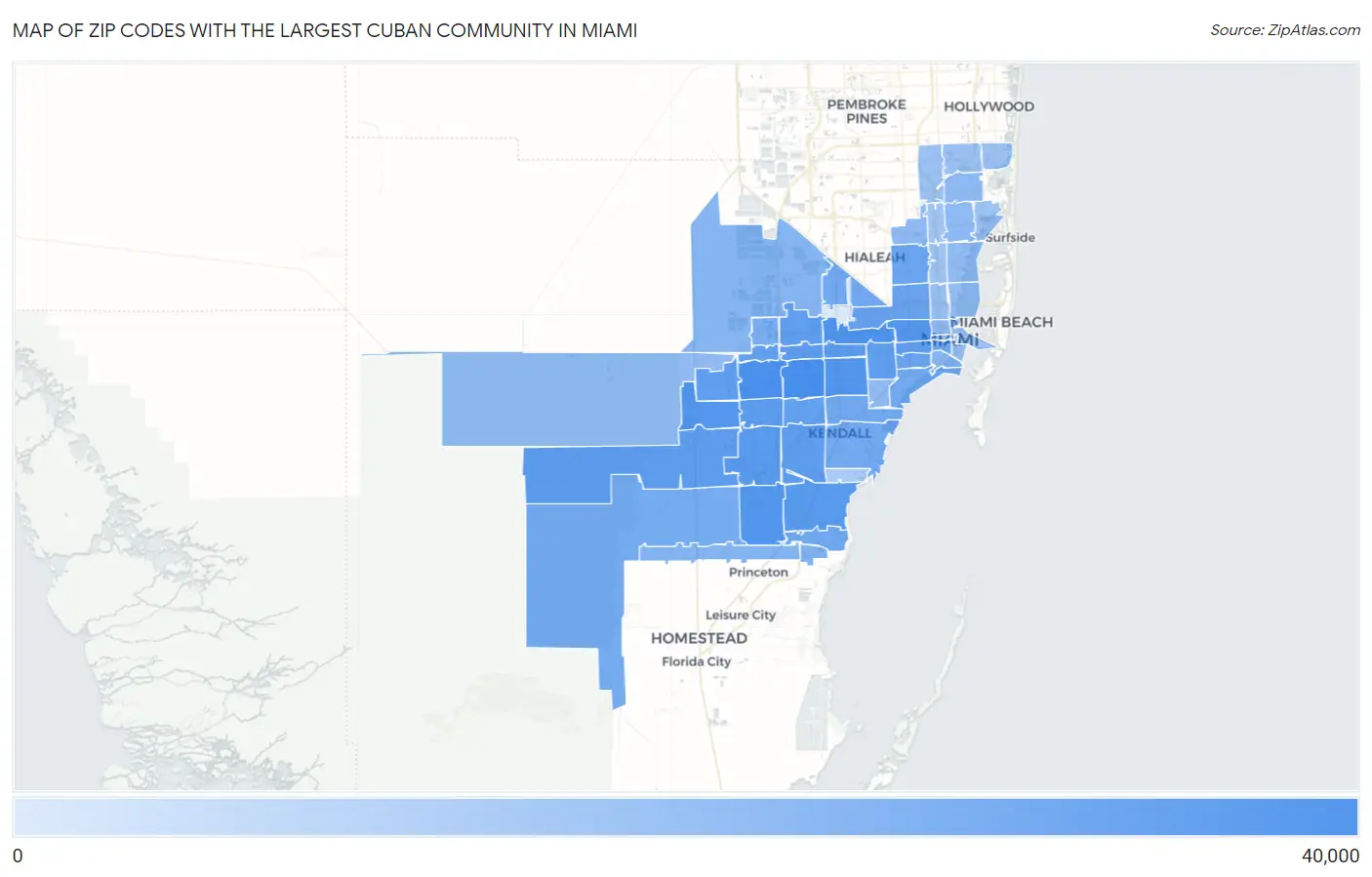 Zip Codes with the Largest Cuban Community in Miami Map