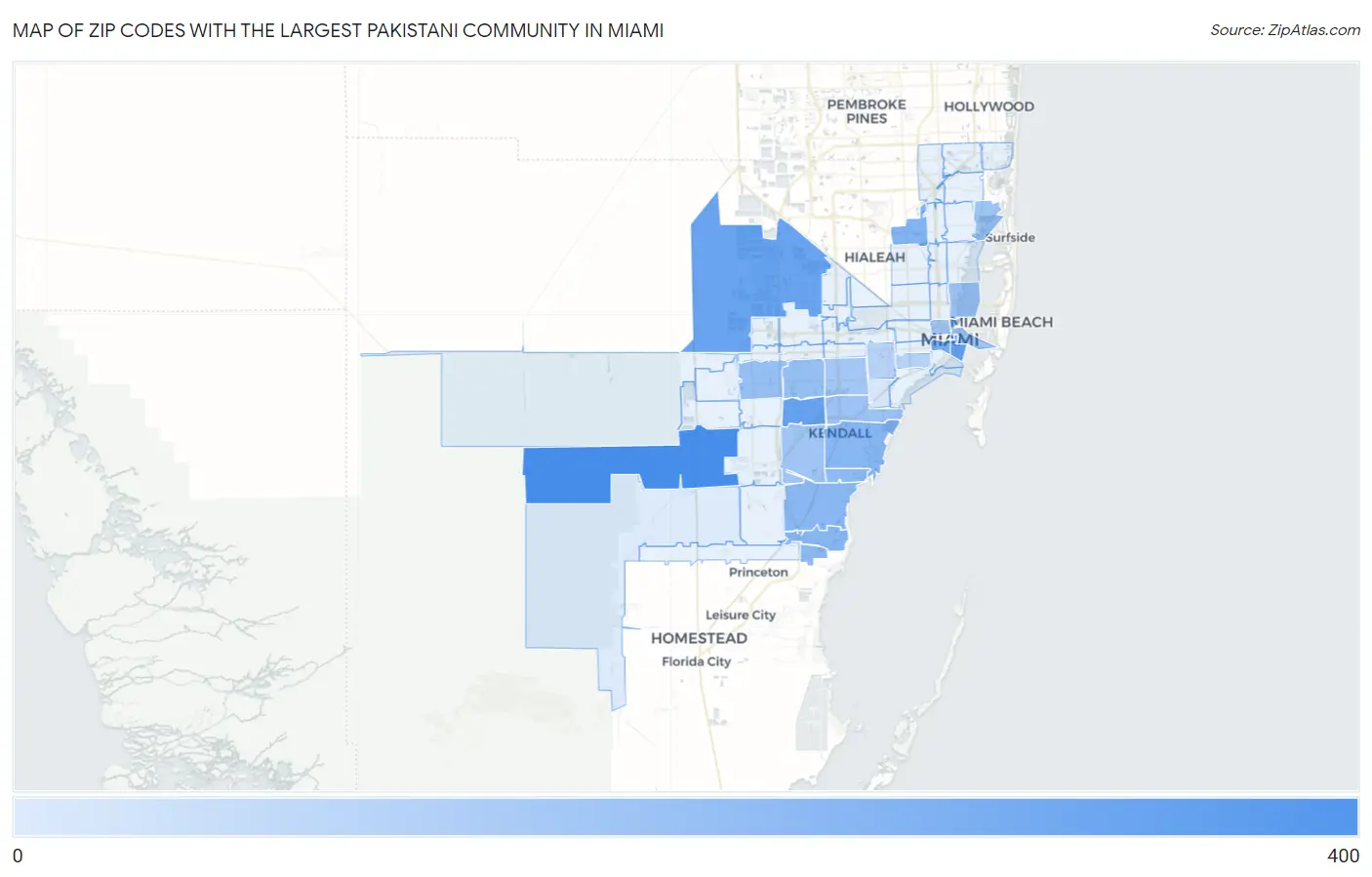 Zip Codes with the Largest Pakistani Community in Miami Map