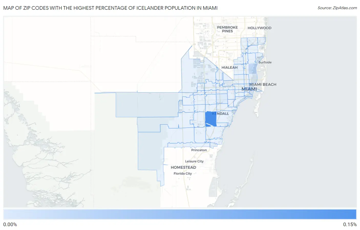 Zip Codes with the Highest Percentage of Icelander Population in Miami Map