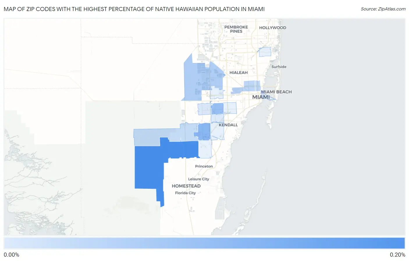 Zip Codes with the Highest Percentage of Native Hawaiian Population in Miami Map