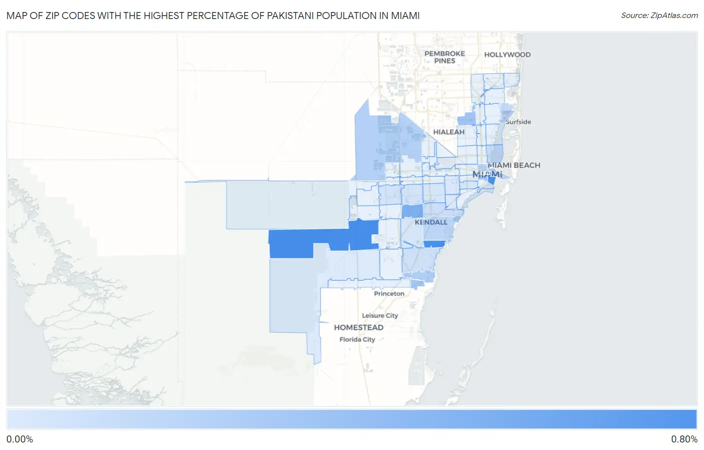 Zip Codes with the Highest Percentage of Pakistani Population in Miami Map