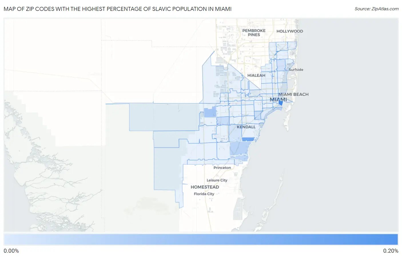 Zip Codes with the Highest Percentage of Slavic Population in Miami Map
