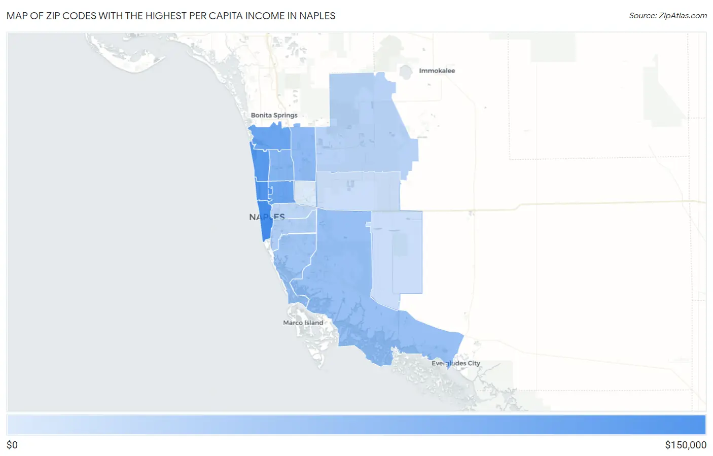 Zip Codes with the Highest Per Capita Income in Naples Map