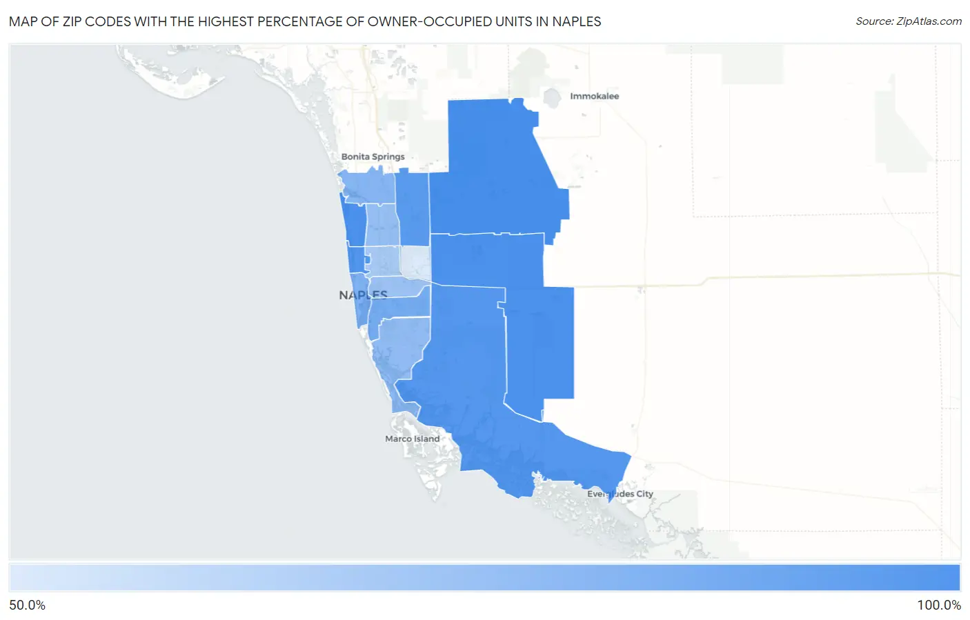 Zip Codes with the Highest Percentage of Owner-Occupied Units in Naples Map