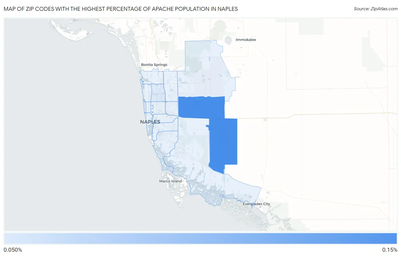 Zip Codes with the Highest Percentage of Apache Population in Naples Map