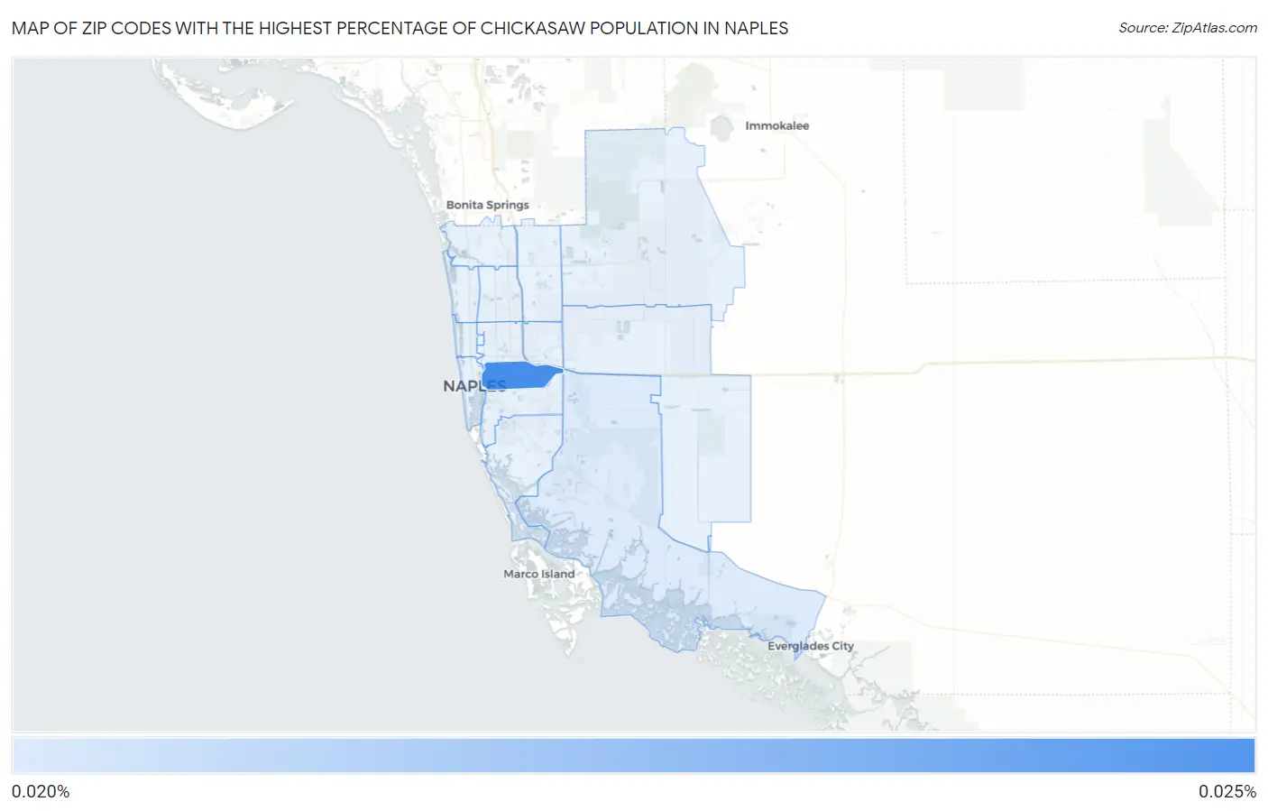 Zip Codes with the Highest Percentage of Chickasaw Population in Naples Map