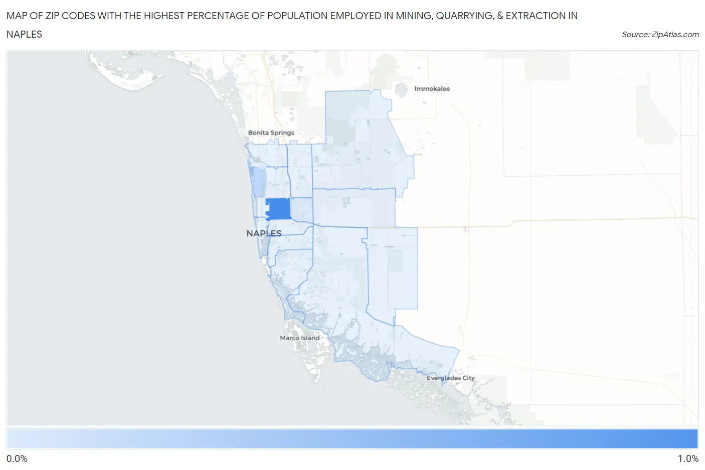 Zip Codes with the Highest Percentage of Population Employed in Mining, Quarrying, & Extraction in Naples Map