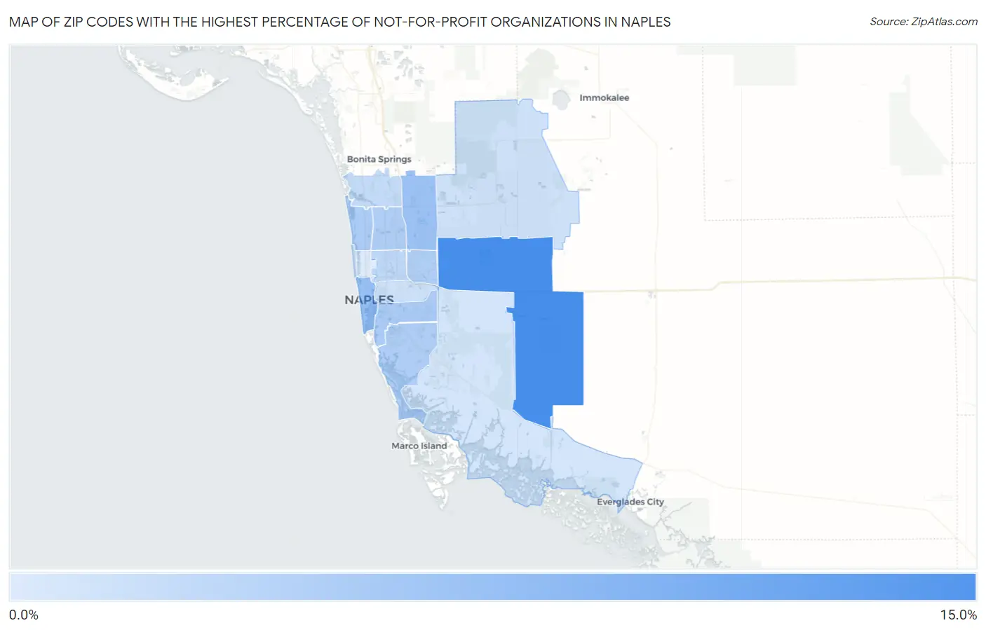 Zip Codes with the Highest Percentage of Not-for-profit Organizations in Naples Map