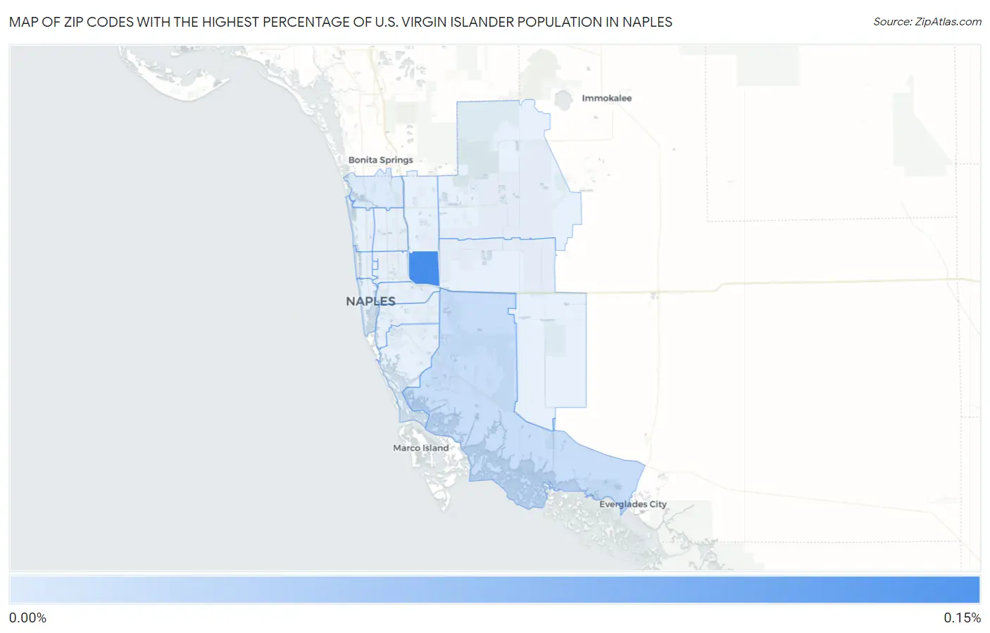 Zip Codes with the Highest Percentage of U.S. Virgin Islander Population in Naples Map