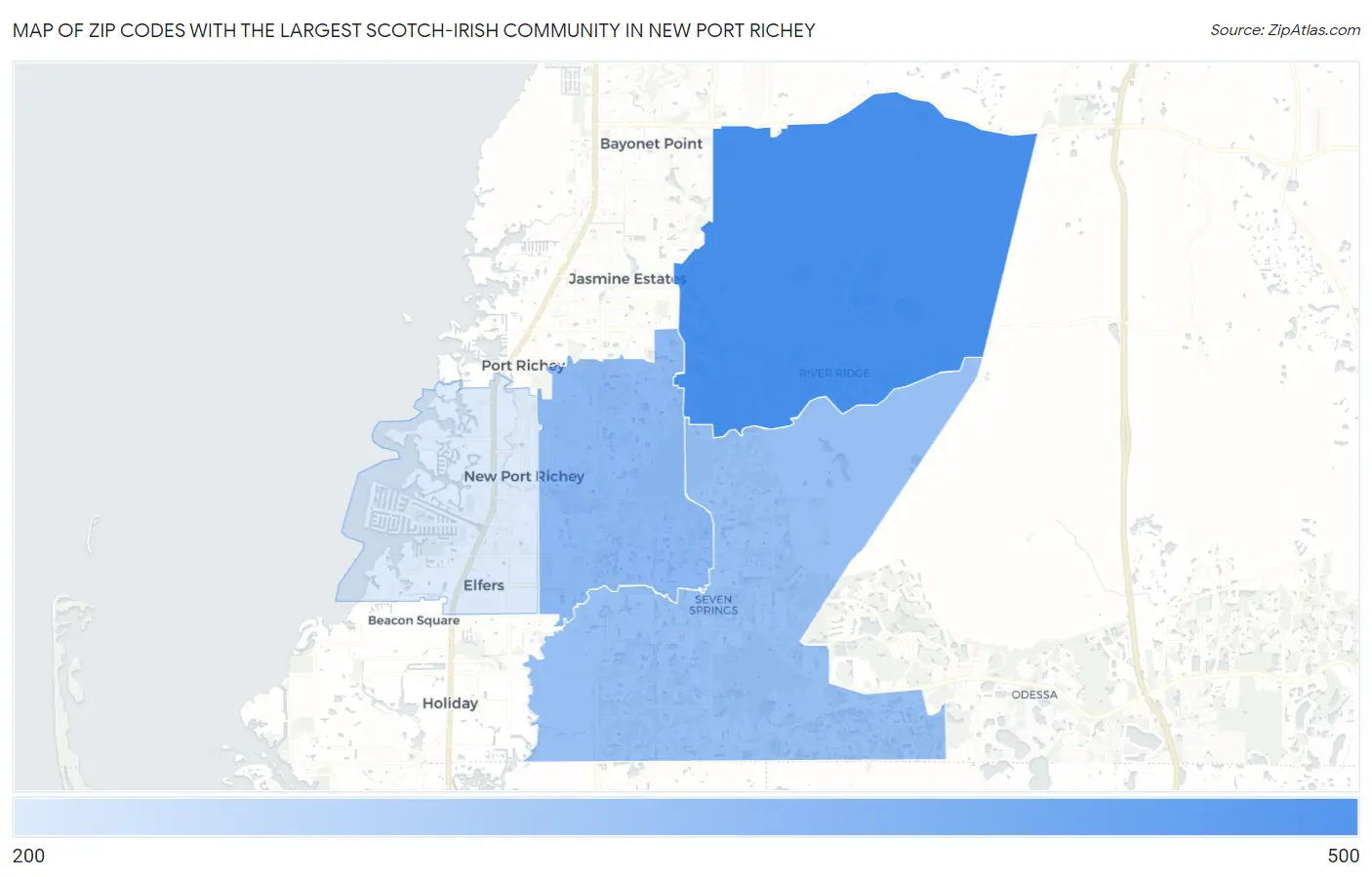 Zip Codes with the Largest Scotch-Irish Community in New Port Richey Map