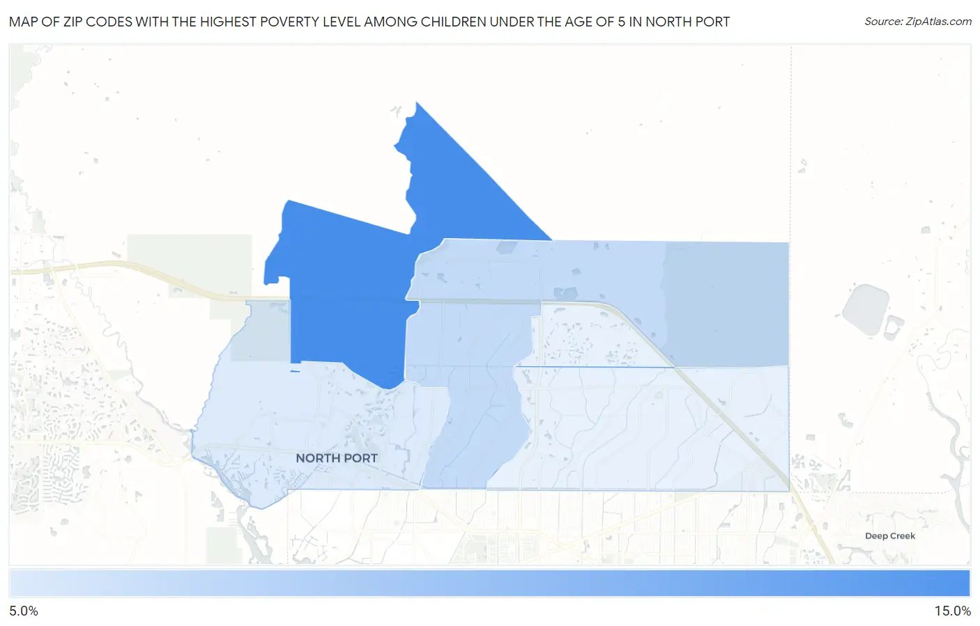 Zip Codes with the Highest Poverty Level Among Children Under the Age of 5 in North Port Map