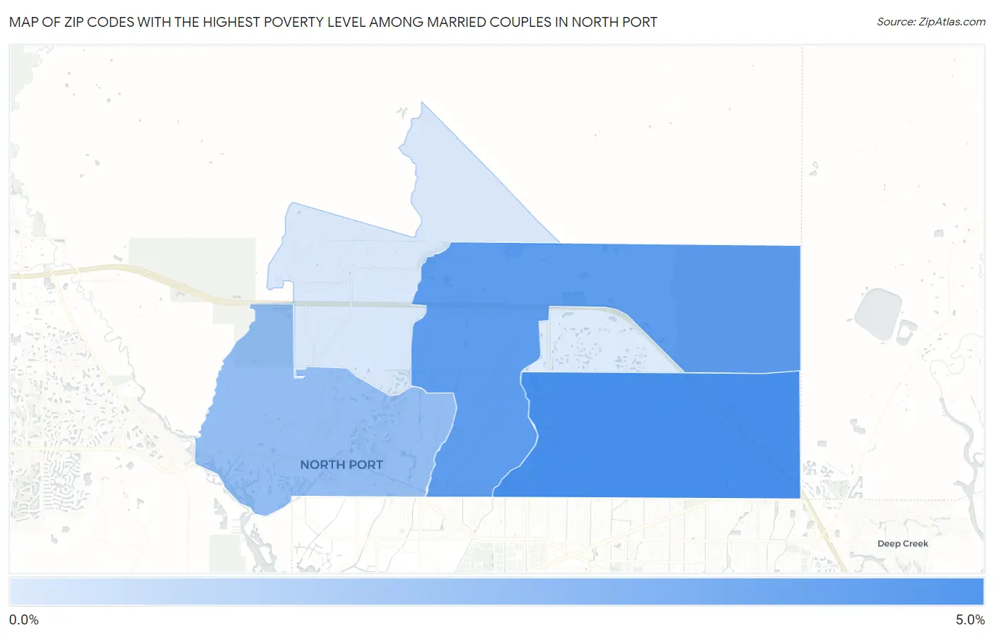 Zip Codes with the Highest Poverty Level Among Married Couples in North Port Map