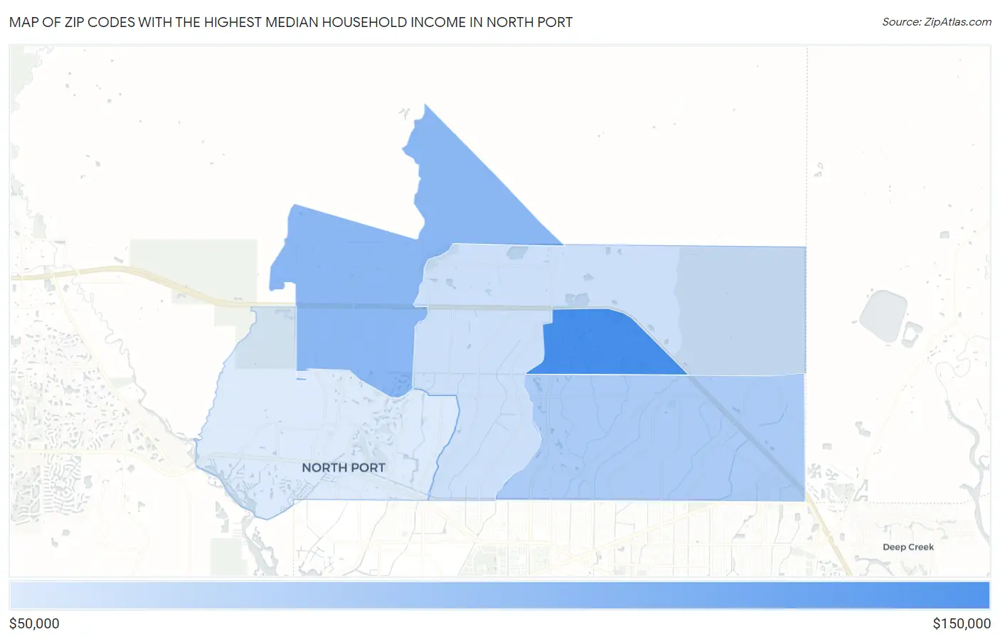 Zip Codes with the Highest Median Household Income in North Port Map
