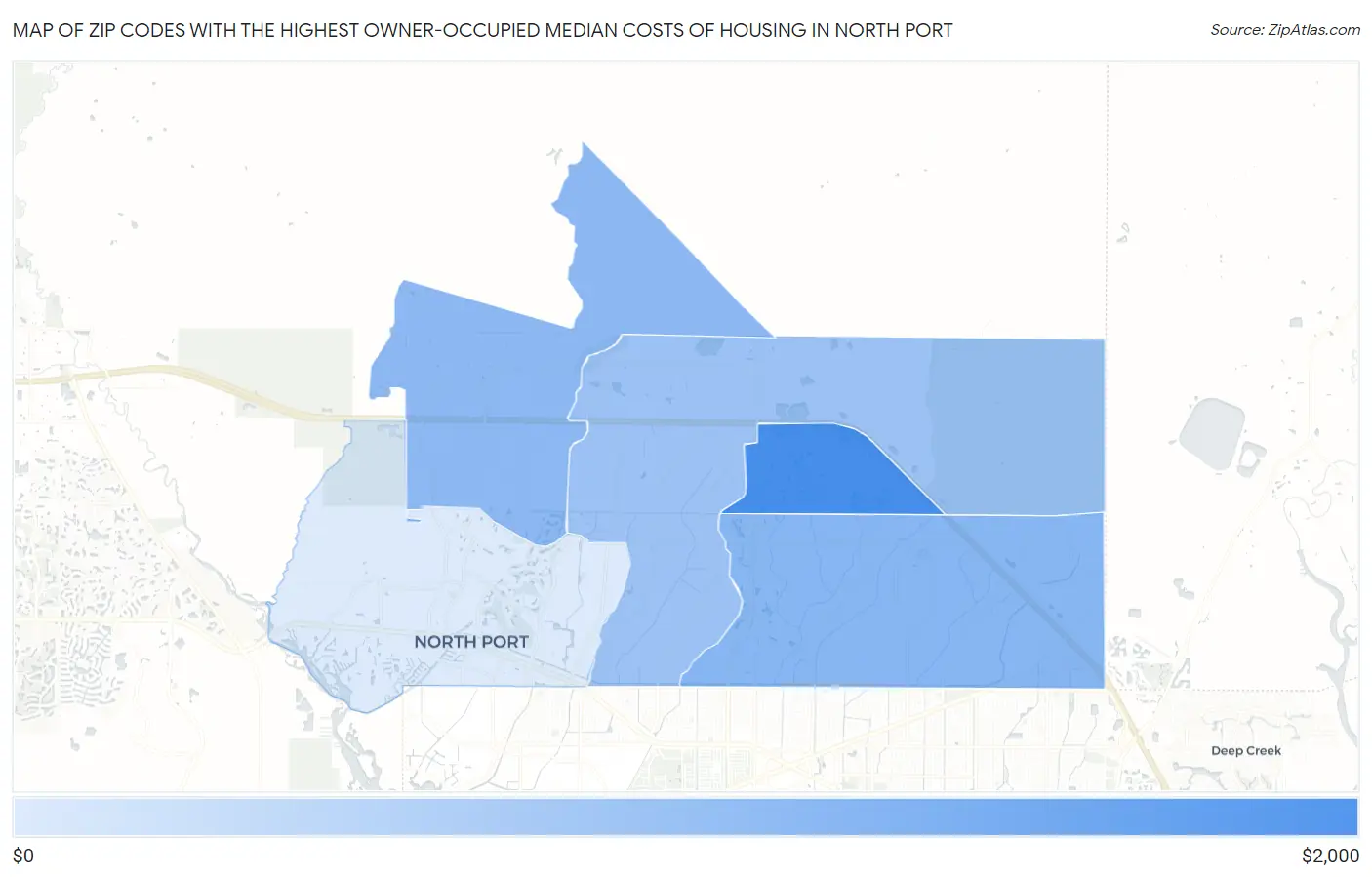 Zip Codes with the Highest Owner-Occupied Median Costs of Housing in North Port Map