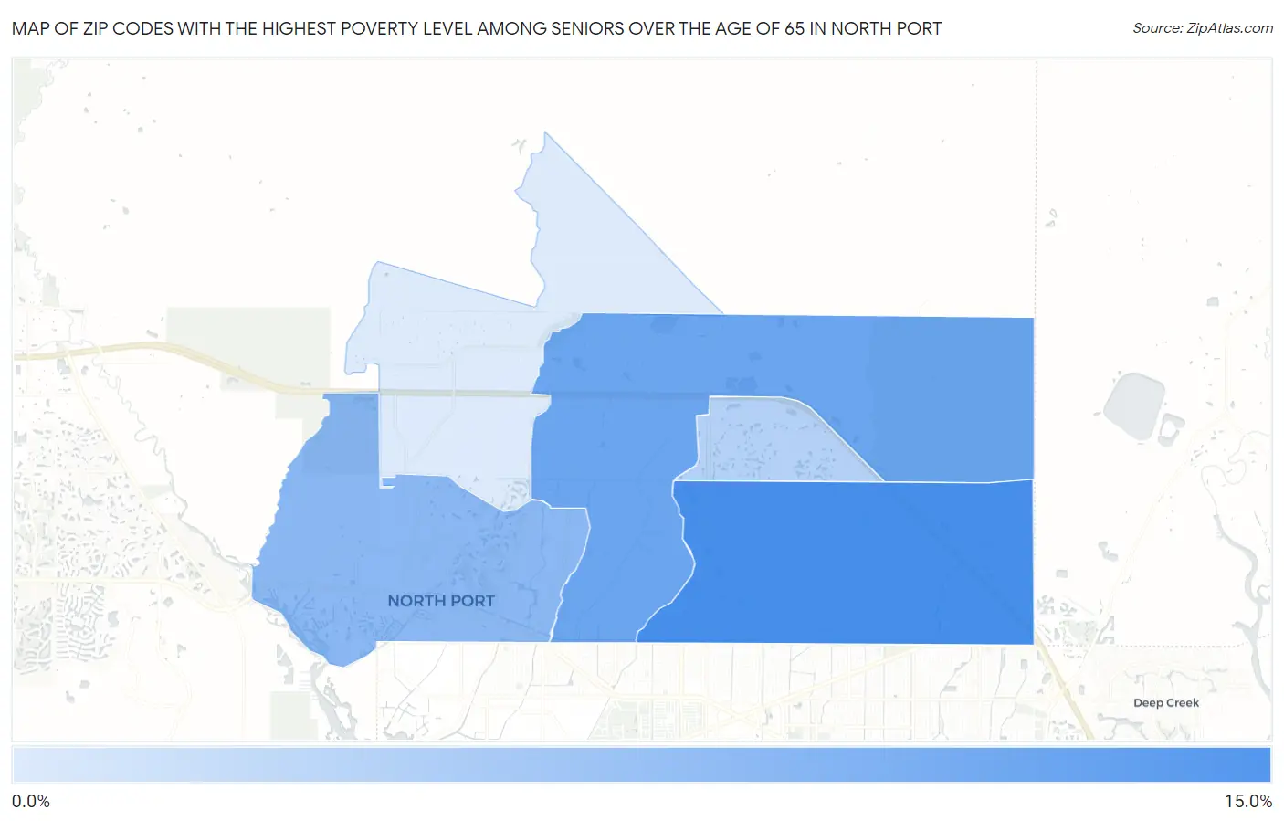 Zip Codes with the Highest Poverty Level Among Seniors Over the Age of 65 in North Port Map