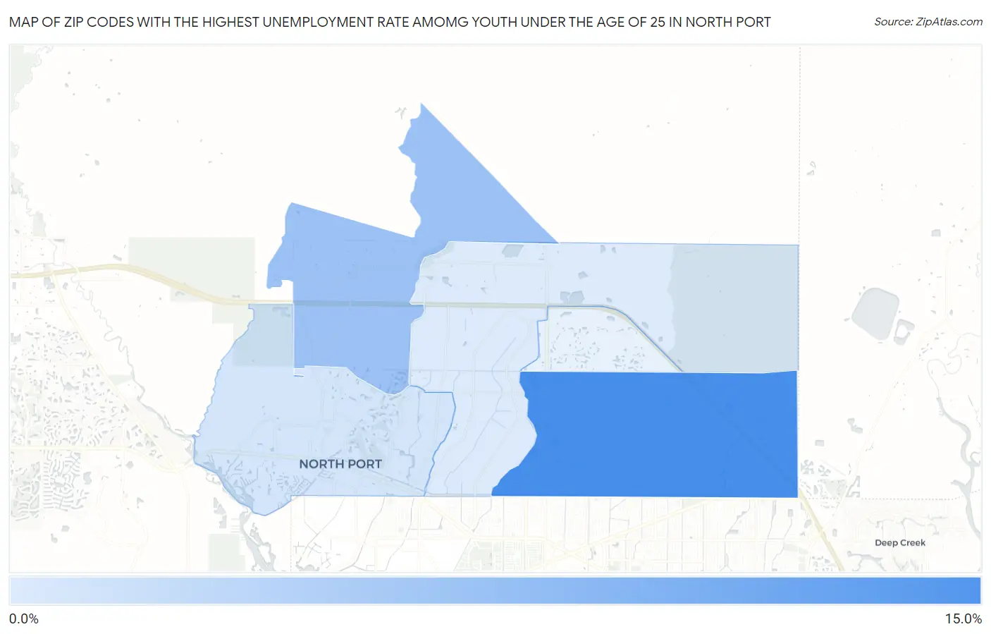Zip Codes with the Highest Unemployment Rate Amomg Youth Under the Age of 25 in North Port Map