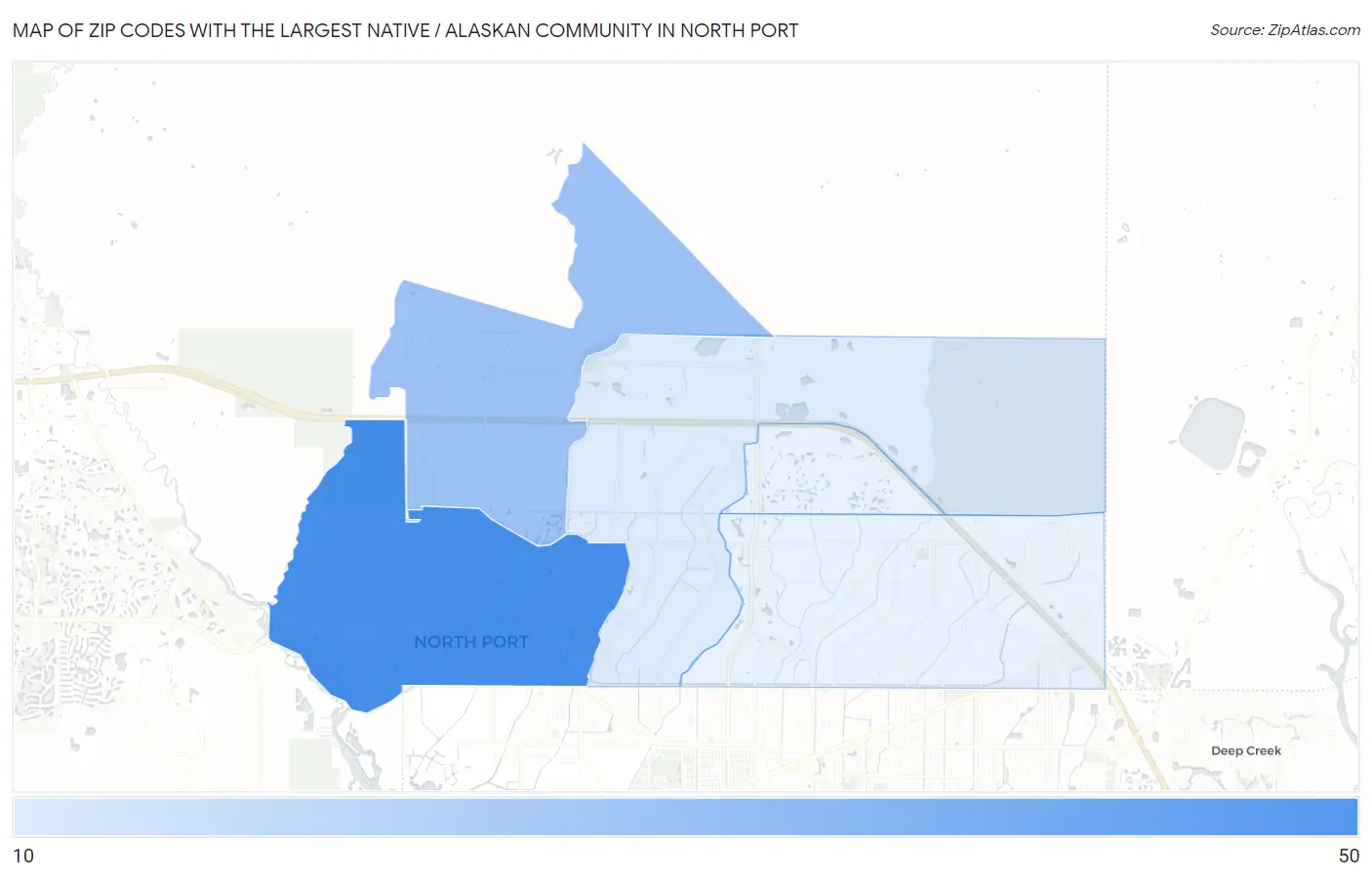Zip Codes with the Largest Native / Alaskan Community in North Port Map