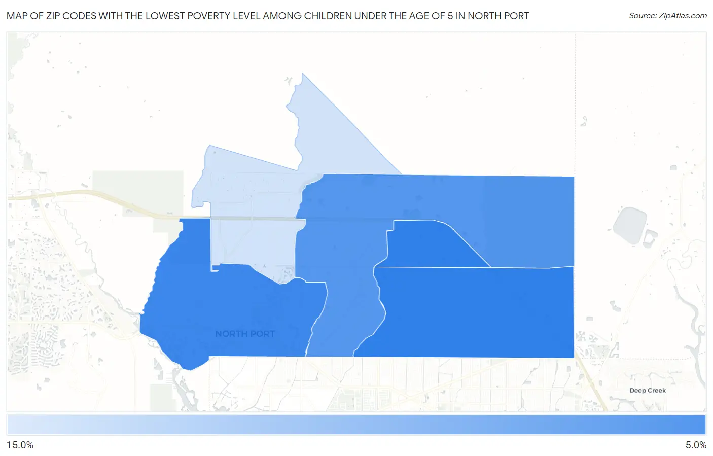 Zip Codes with the Lowest Poverty Level Among Children Under the Age of 5 in North Port Map