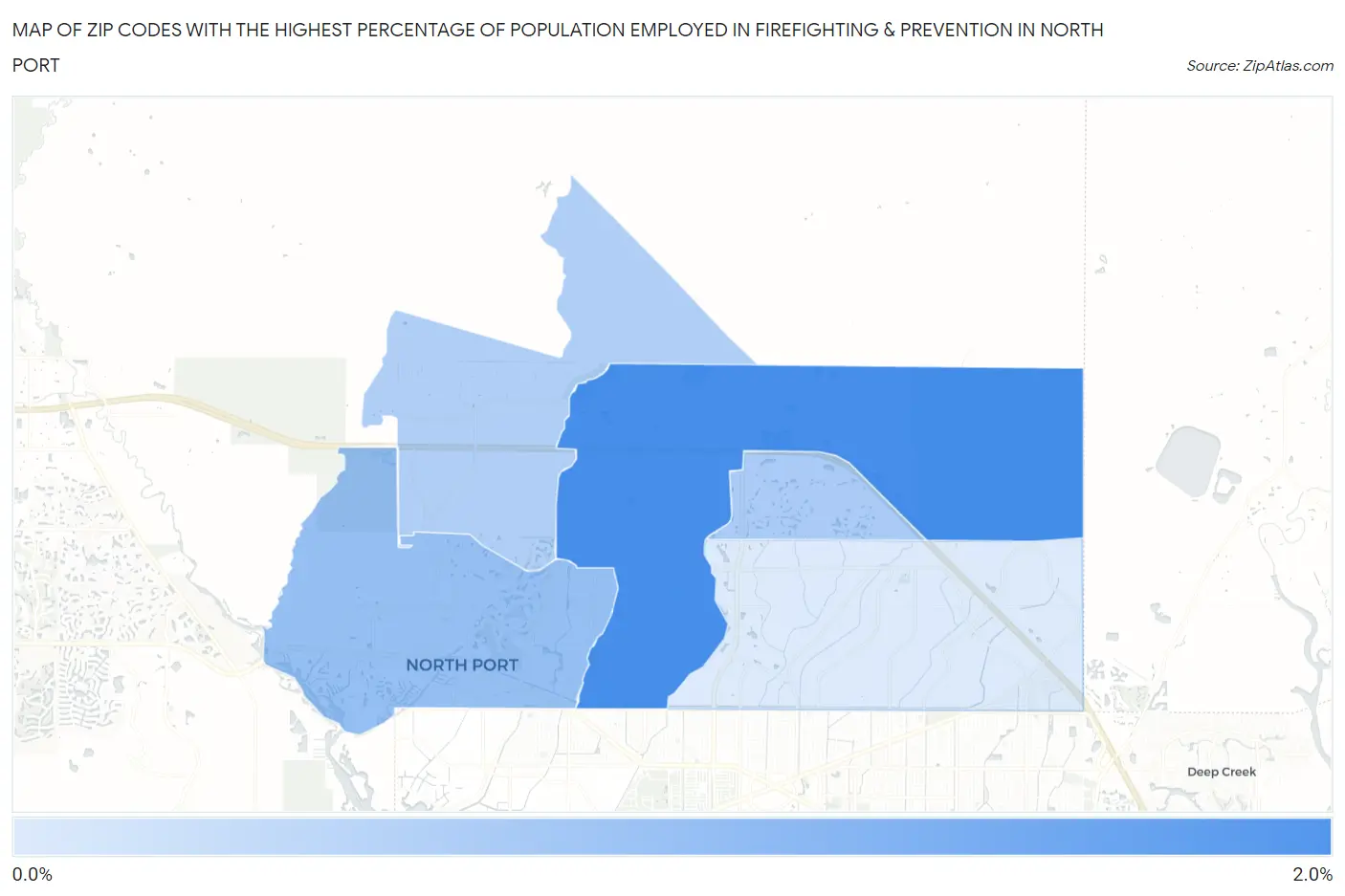Zip Codes with the Highest Percentage of Population Employed in Firefighting & Prevention in North Port Map