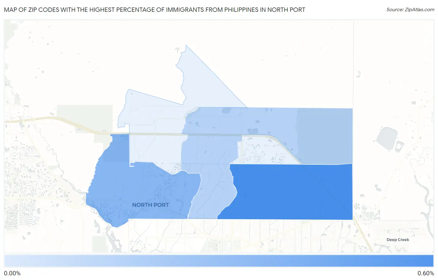 Zip Codes with the Highest Percentage of Immigrants from Philippines in North Port Map