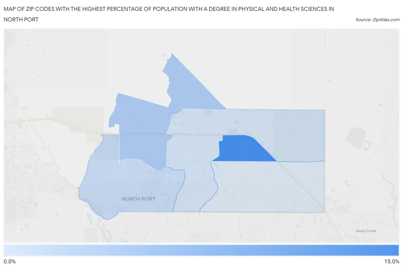 Zip Codes with the Highest Percentage of Population with a Degree in Physical and Health Sciences in North Port Map